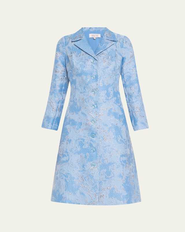 A-Line Metallic Jacquard Coat Dress